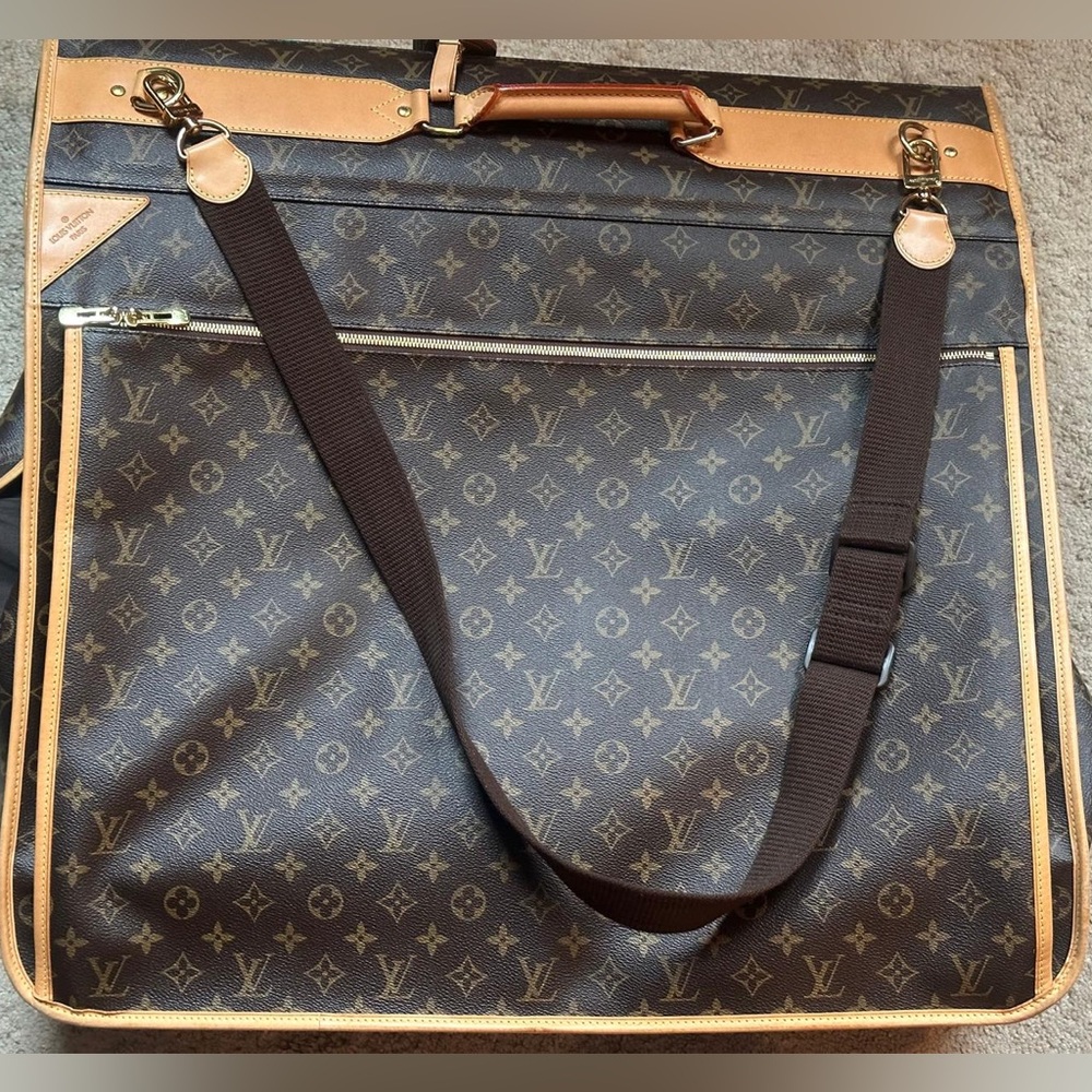 Authentic Louis Vuitton Brown and Tan Monogram Garment Bag Travel Bag